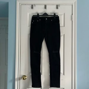 Topman Ripped Slim Black Jeans [Size: 32]